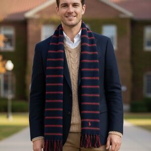 Polo Ralph Lauren Navy and Red Striped Scarf